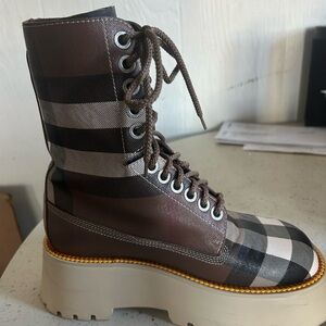 Burberry Brown and Black Combat Boots